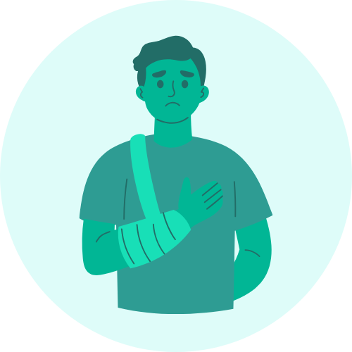 Illustration für private Sachversicherung – Person mit Krücken als Symbol für Unfallversicherung