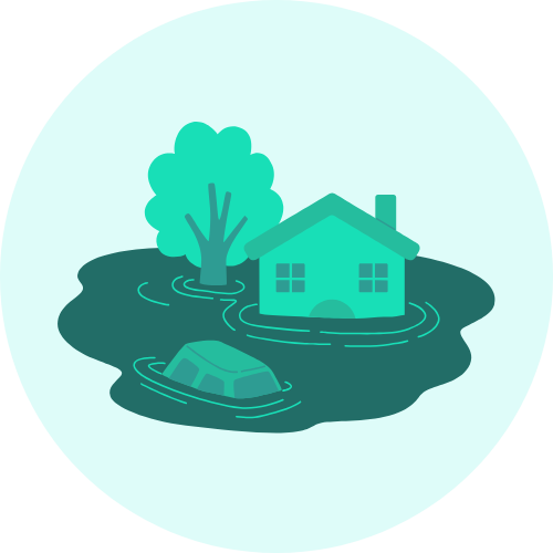 Illustration für private Sachversicherung – Hochwasser bei Wohngebäude